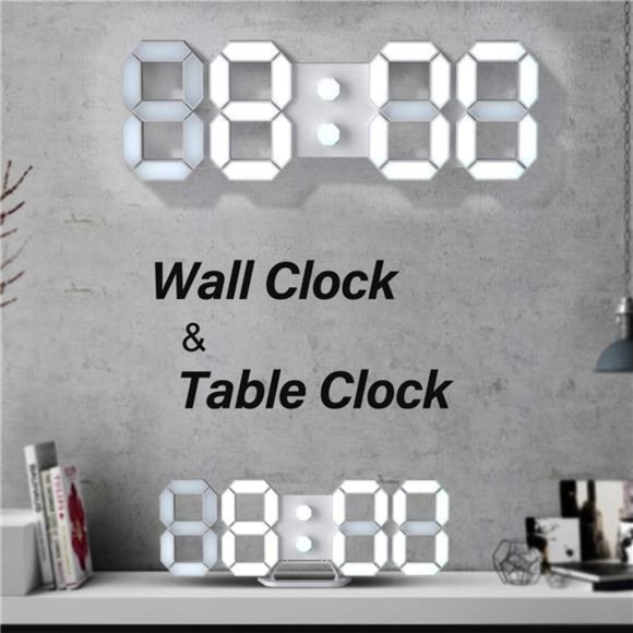 HOME Modern 3D LED Digital Desk Alarm Clock for Kitchen Bedroom Office - Picture 5 of 5